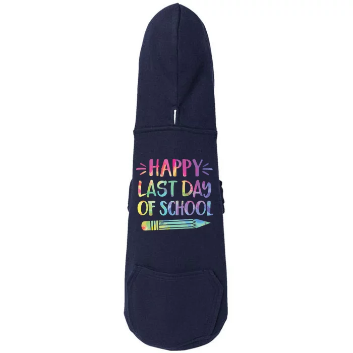 Happy Last Day Of School Tie Dye Cool Teacher Hello Summer Doggie 3-End Fleece Hoodie