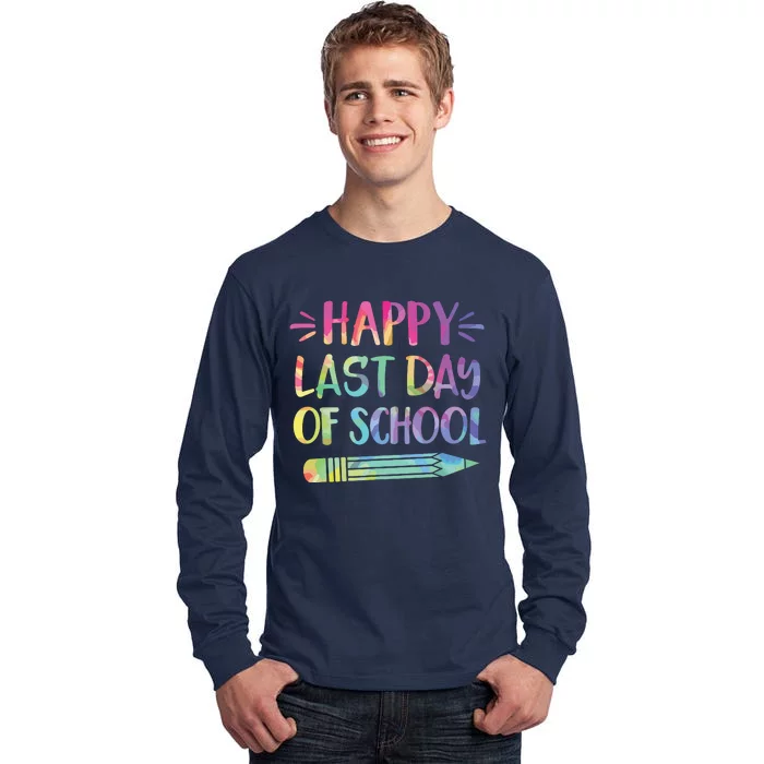 Happy Last Day Of School Tie Dye Cool Teacher Hello Summer Tall Long Sleeve T-Shirt