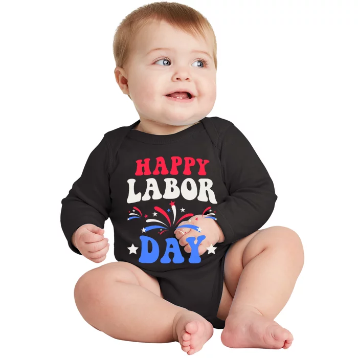 Happy Labor Day Baby Long Sleeve Bodysuit