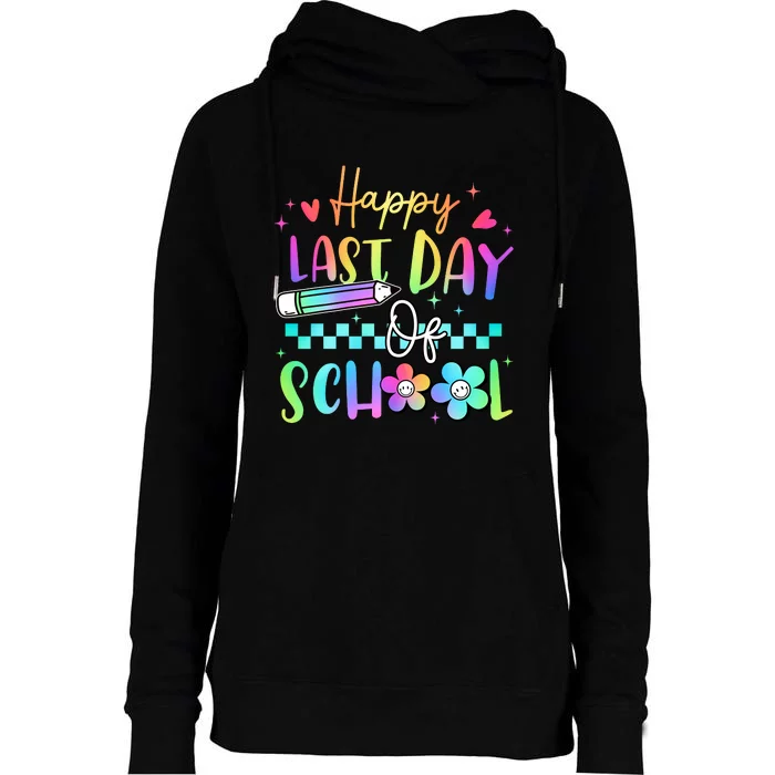 Happy Last Day Of School Teacher Womens Funnel Neck Pullover Hood