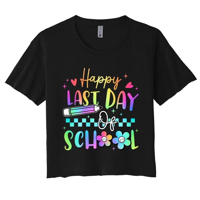 Happy Last Day Of School Teacher Women's Crop Top Tee