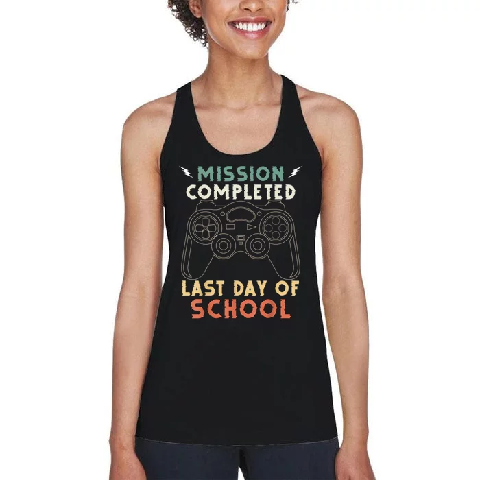 Happy Last Day Of School Gamer End Of The School Year Gaming Women's Racerback Tank