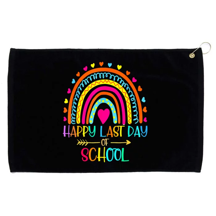 Happy Last Day Of School Teacher Student Graduation Rainbow Grommeted Golf Towel