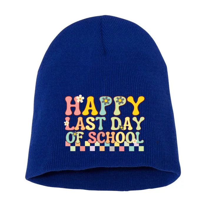 Happy Last Day Of School Teacher Grad Hello Summer Gift Short Acrylic Beanie