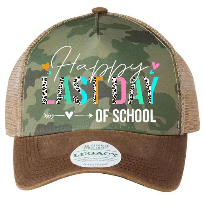 Happy Last Day Of School Students Teachers Leopard Summer Legacy Tie Dye Trucker Hat