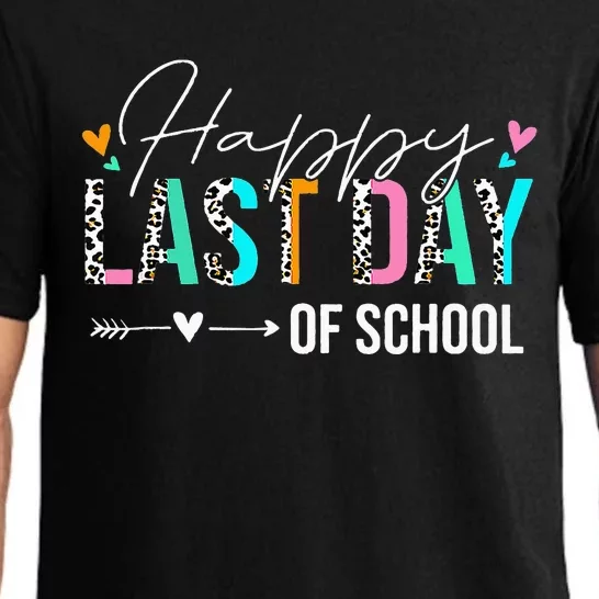 Happy Last Day Of School Students Teachers Leopard Summer Pajama Set