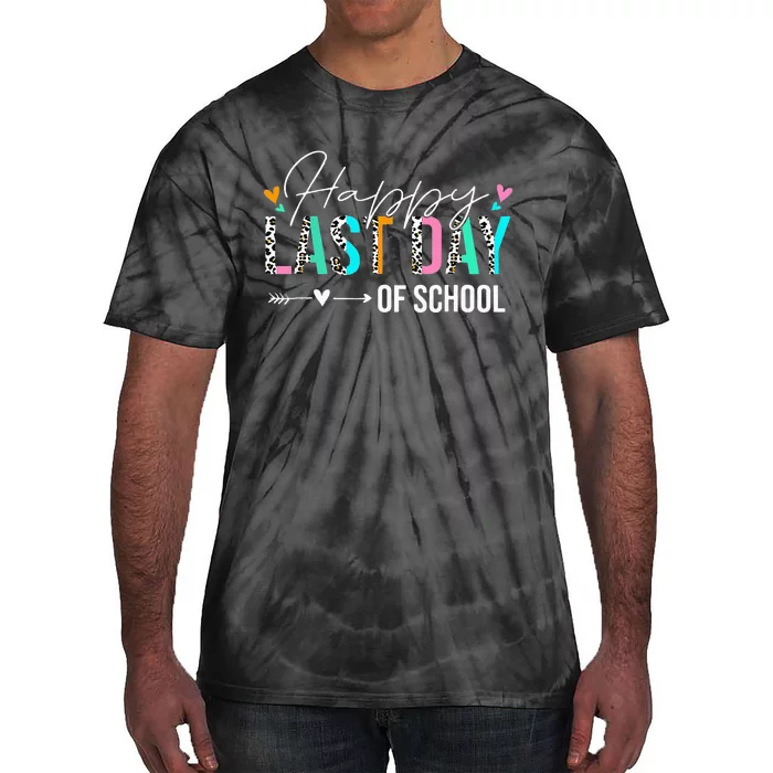 Happy Last Day Of School Students Teachers Leopard Summer Tie-Dye T-Shirt