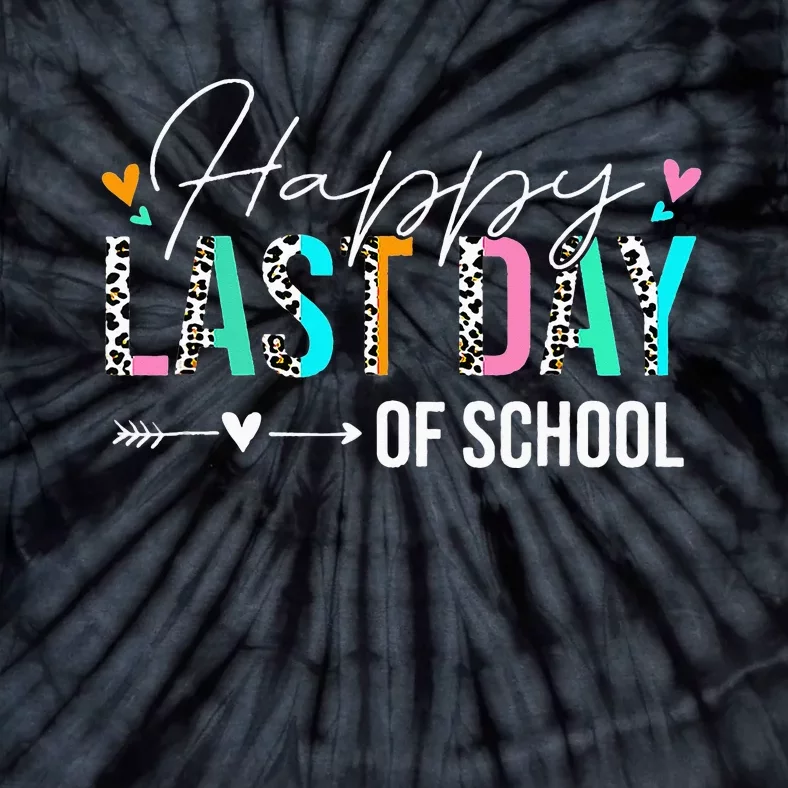 Happy Last Day Of School Students Teachers Leopard Summer Tie-Dye T-Shirt