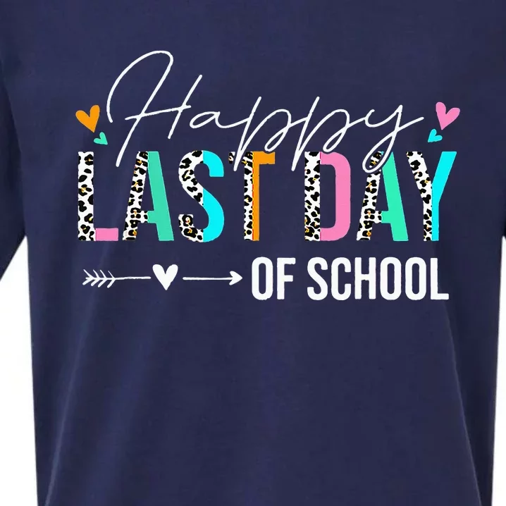 Happy Last Day Of School Students Teachers Leopard Summer Sueded Cloud Jersey T-Shirt