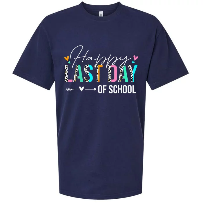 Happy Last Day Of School Students Teachers Leopard Summer Sueded Cloud Jersey T-Shirt