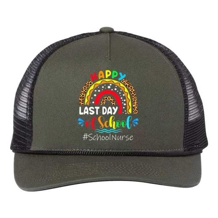 Happy Last Day Of School Nurse Teacher Summer Funny Retro Rope Trucker Hat Cap