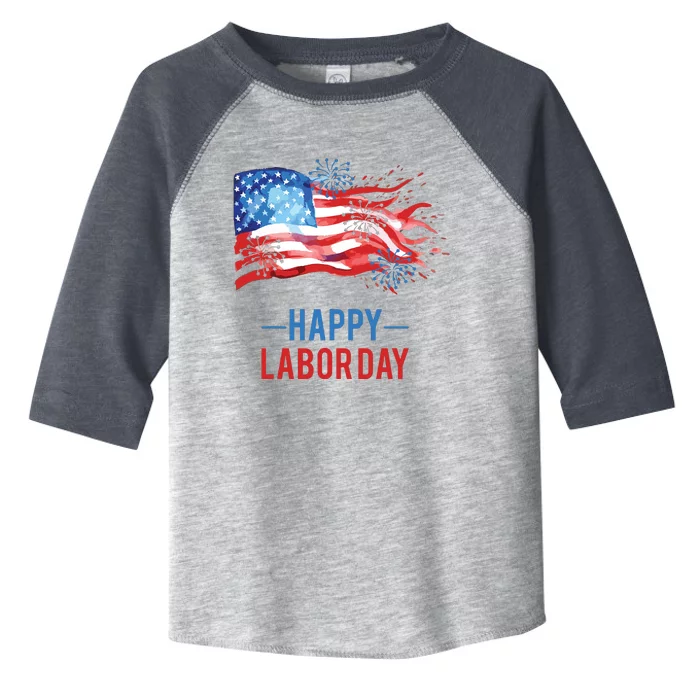 Happy Labor Day Fireworks And American Flag Labor Patriotic Toddler Fine Jersey T-Shirt