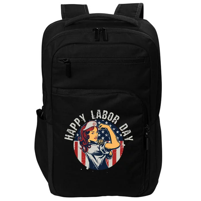 Happy Labor Day For Proud Patriotic Strong Registered Nurses Impact Tech Backpack