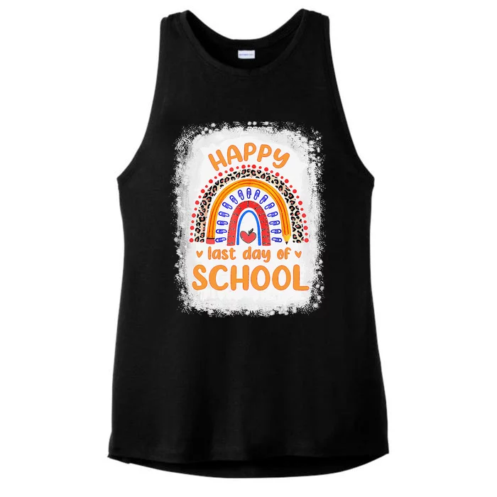 Happy Last Day Of School Rainbow Funny Summer Vacation Ladies Tri-Blend Wicking Tank