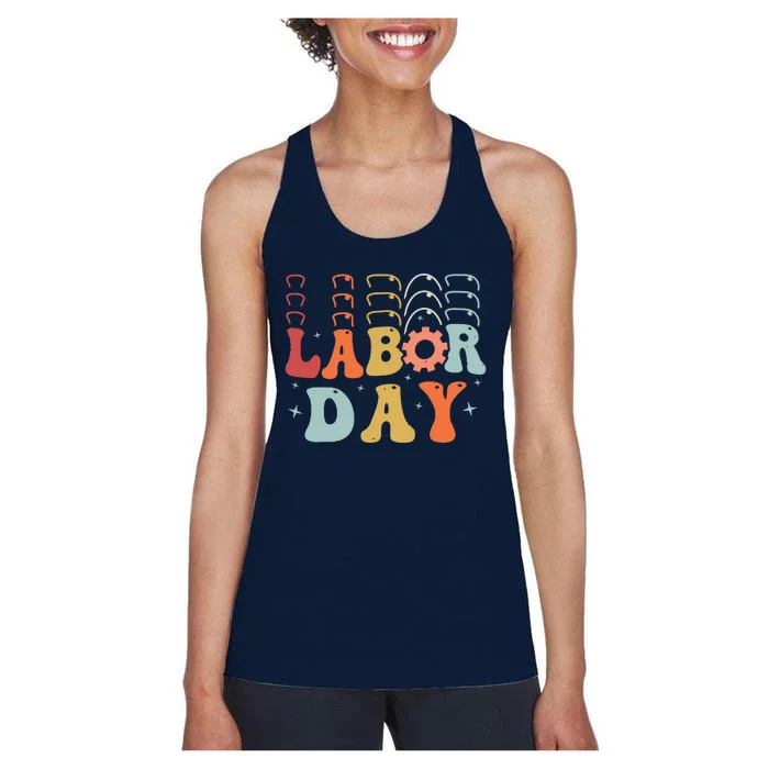 Happy Labor Day Funny Proud Labor Matching Women's Racerback Tank