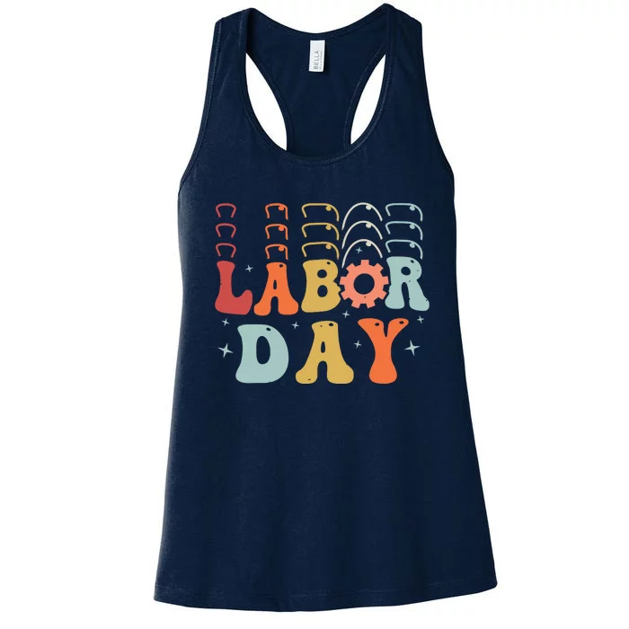 Happy Labor Day Funny Proud Labor Matching Women's Racerback Tank