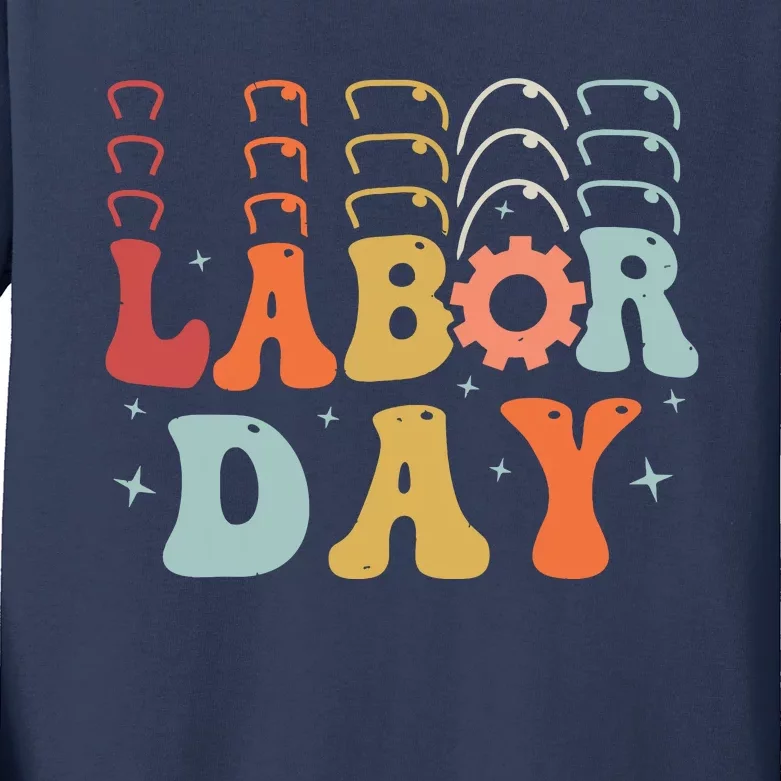 Happy Labor Day Funny Proud Labor Matching Kids Long Sleeve Shirt