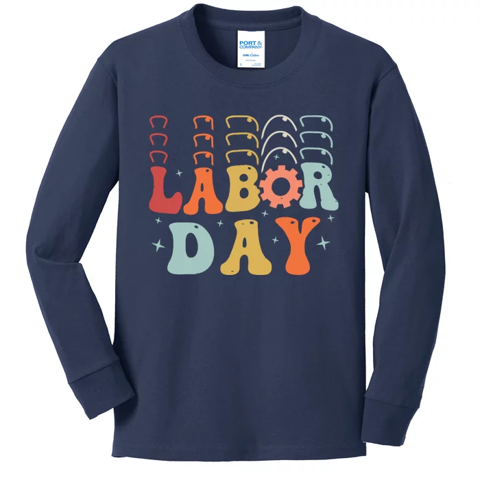 Happy Labor Day Funny Proud Labor Matching Kids Long Sleeve Shirt