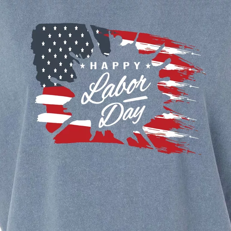 Happy Labor Day Gift American Flag Garment-Dyed Women's Muscle Tee