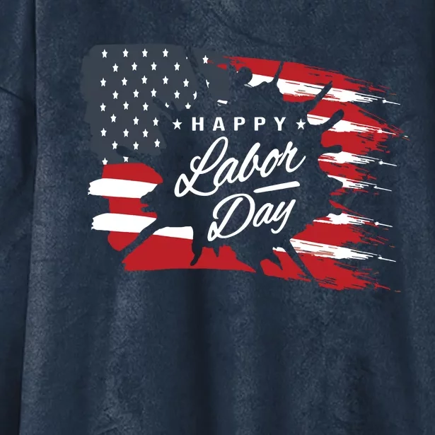 Happy Labor Day Gift American Flag Hooded Wearable Blanket