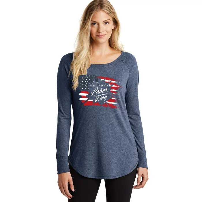 Happy Labor Day Gift American Flag Women's Perfect Tri Tunic Long Sleeve Shirt