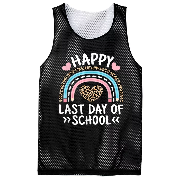 Happy Last Day Of School Teacher Student Women Girl Mesh Reversible Basketball Jersey Tank