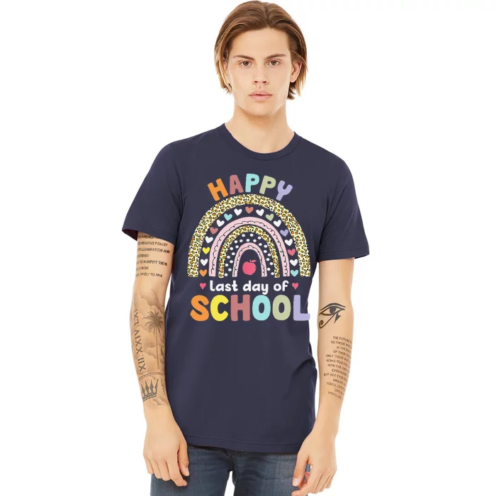 Happy Last Day Of School Rainbow Leopard Teacher Student Premium T-Shirt