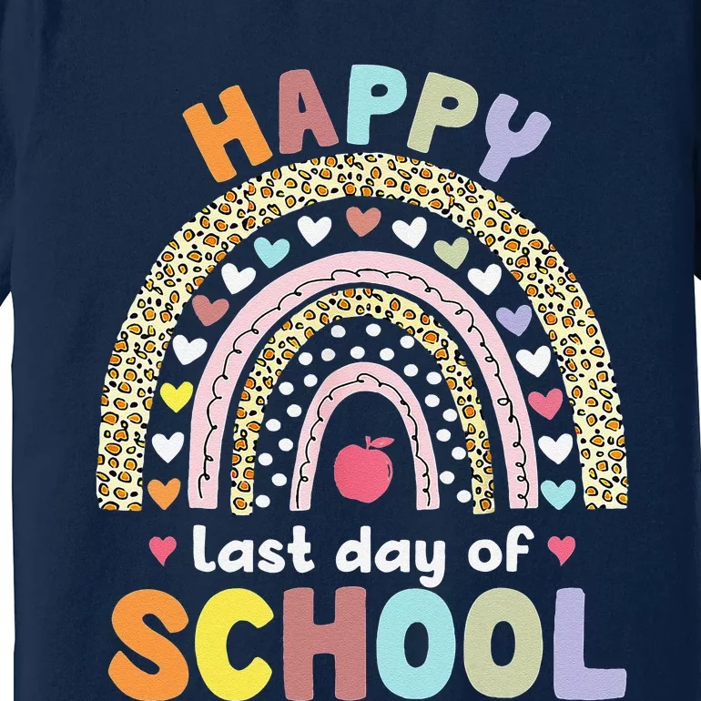 Happy Last Day Of School Rainbow Leopard Teacher Student Premium T-Shirt