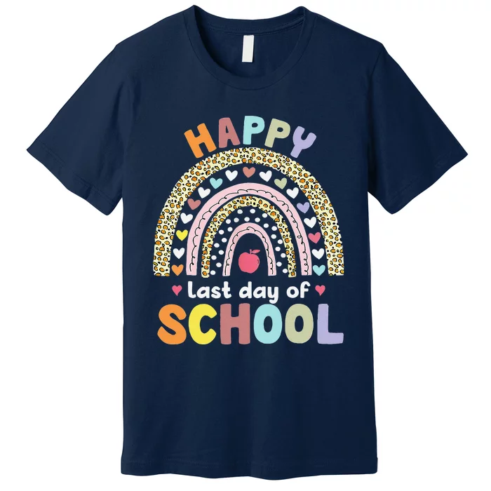 Happy Last Day Of School Rainbow Leopard Teacher Student Premium T-Shirt