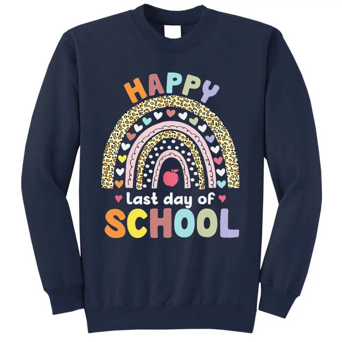 Happy Last Day Of School Rainbow Leopard Teacher Student Tall Sweatshirt