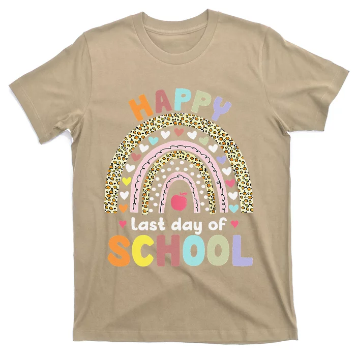 Happy Last Day Of School Rainbow Leopard Teacher Student T-Shirt