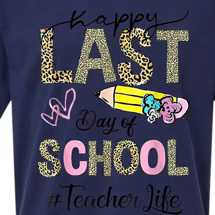 Happy Last Day Of School Leopard Teacher Summer Sueded Cloud Jersey T-Shirt