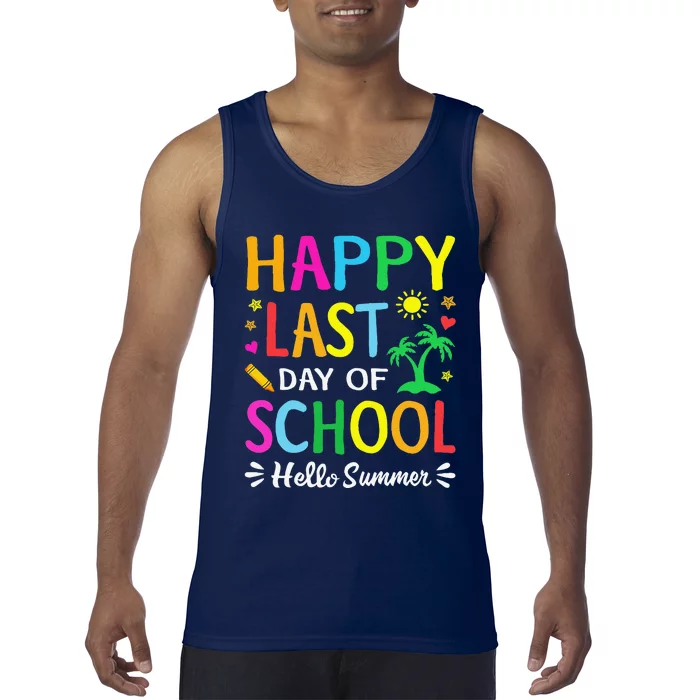 Happy Last Day Of School Hello Summer Students And Teachers Tank Top