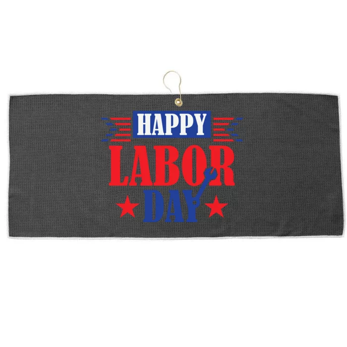 Happy Labor Day Celebration Graphic Large Microfiber Waffle Golf Towel