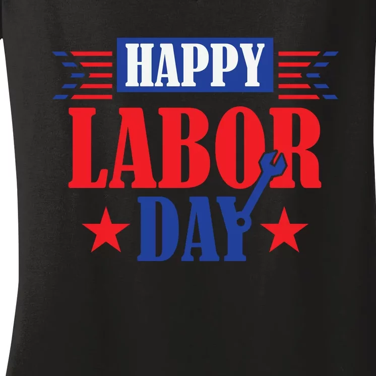 Happy Labor Day Celebration Graphic Women's V-Neck T-Shirt