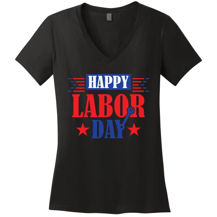 Happy Labor Day Celebration Graphic Women's V-Neck T-Shirt