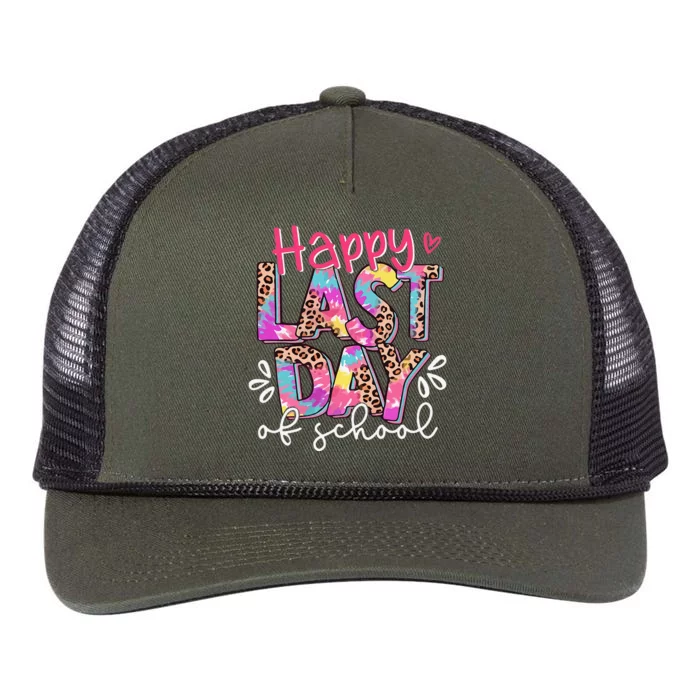 Happy Last Day Of School Teacher Graduation Retro Rope Trucker Hat Cap