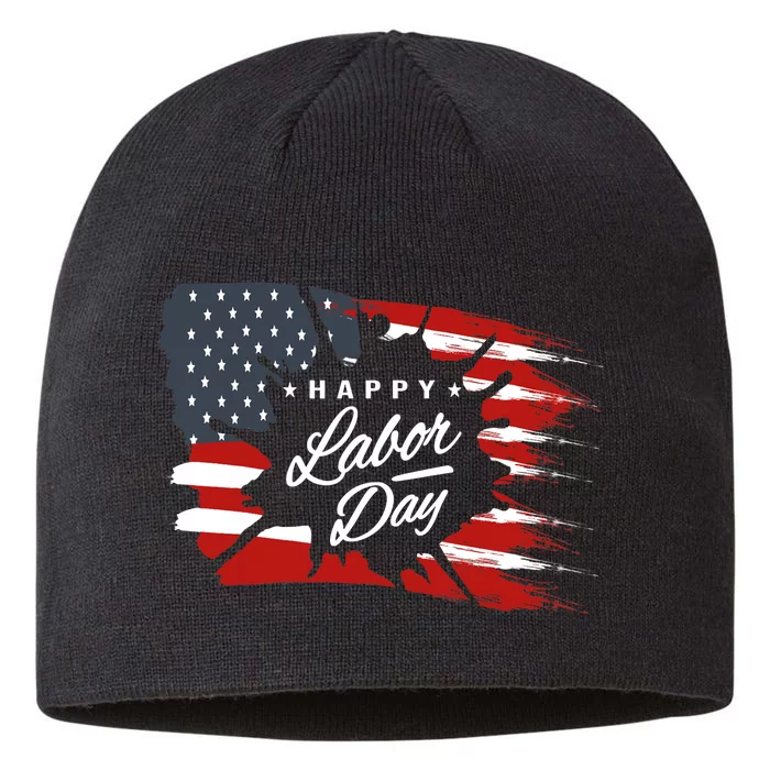 Happy Labor Day Gift American Flag 8 1/2in Sustainable Knit Beanie