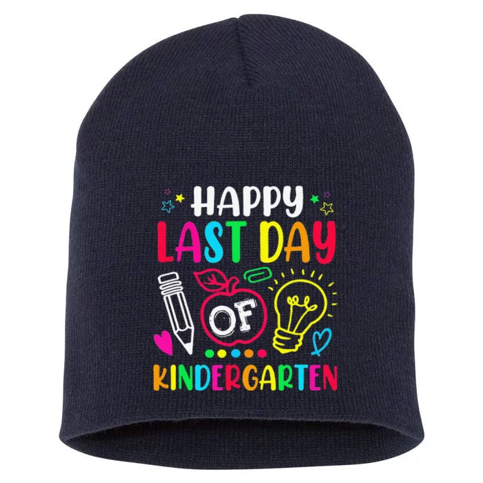 Happy Last Day Of Kindergarten School Funny Teacher Students Short Acrylic Beanie