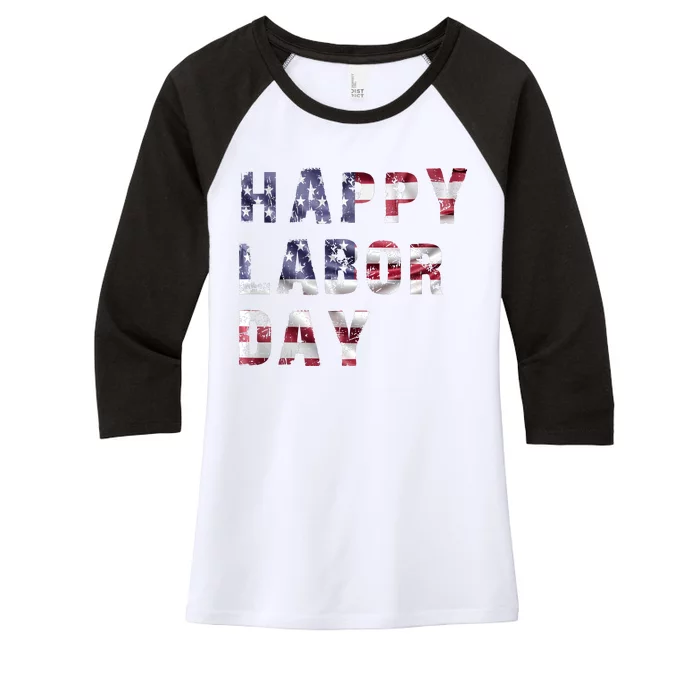 HAPPY LABOR DAY Women's Tri-Blend 3/4-Sleeve Raglan Shirt