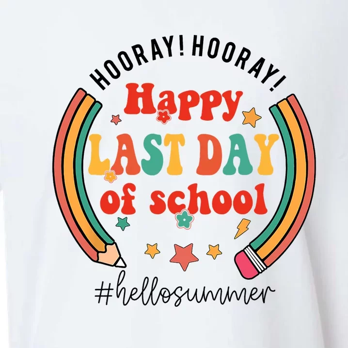 Happy Last Day Of School Hello Summer Students And Teachers Gift Design Sueded Cloud Jersey T-Shirt