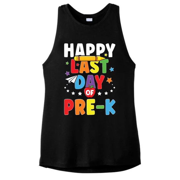 Happy Last Day Of PreK Graduation Teacher Students Ladies Tri-Blend Wicking Tank