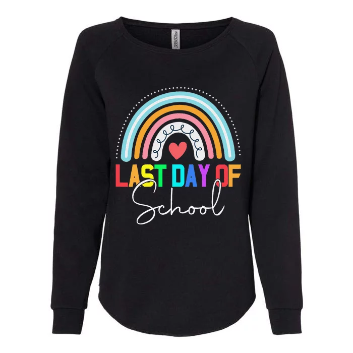 Happy Last Day Of School Teacher Student Graduation Rainbow Cute Womens California Wash Sweatshirt