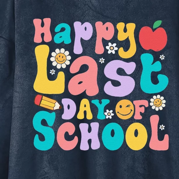 Happy Last Day Of School Teacher Student Graduation Funny Hooded Wearable Blanket