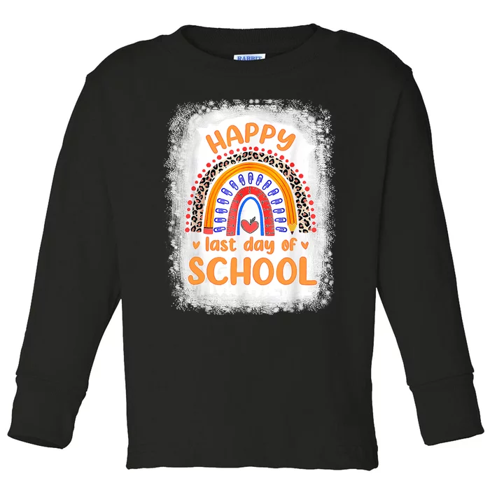 Happy Last Day Of School Rainbow Funny Summer Vacation Toddler Long Sleeve Shirt