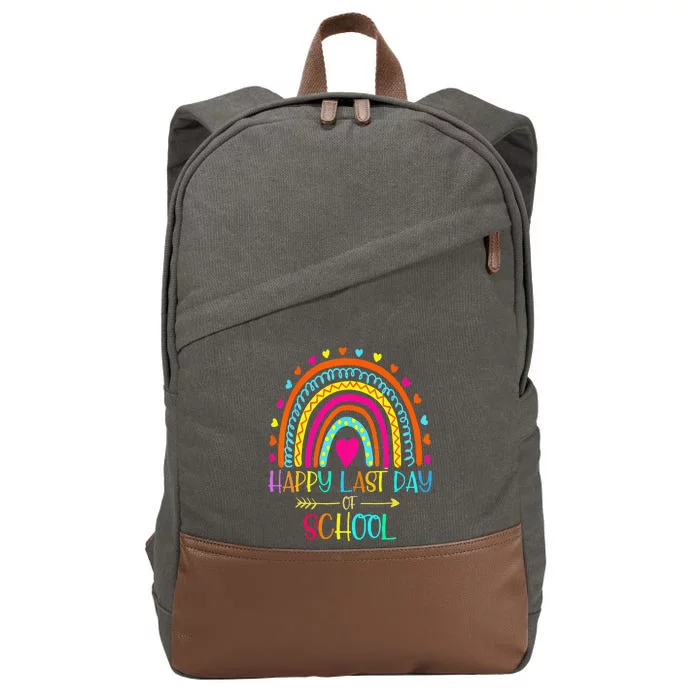 Happy Last Day Of School Teacher Student Graduation Rainbow Cotton Canvas Backpack