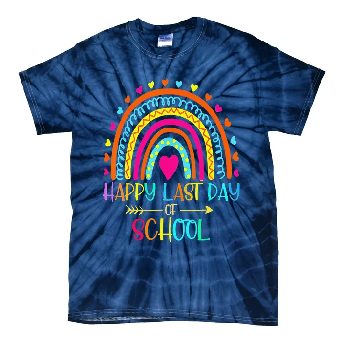 Happy Last Day Of School Teacher Student Graduation Rainbow Tie-Dye T-Shirt