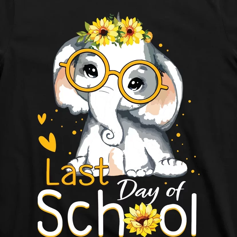 Happy Last Day Of School Elephant Sunflower Graduation T-Shirt