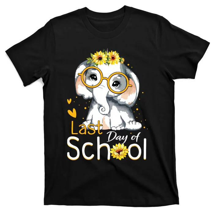 Happy Last Day Of School Elephant Sunflower Graduation T-Shirt