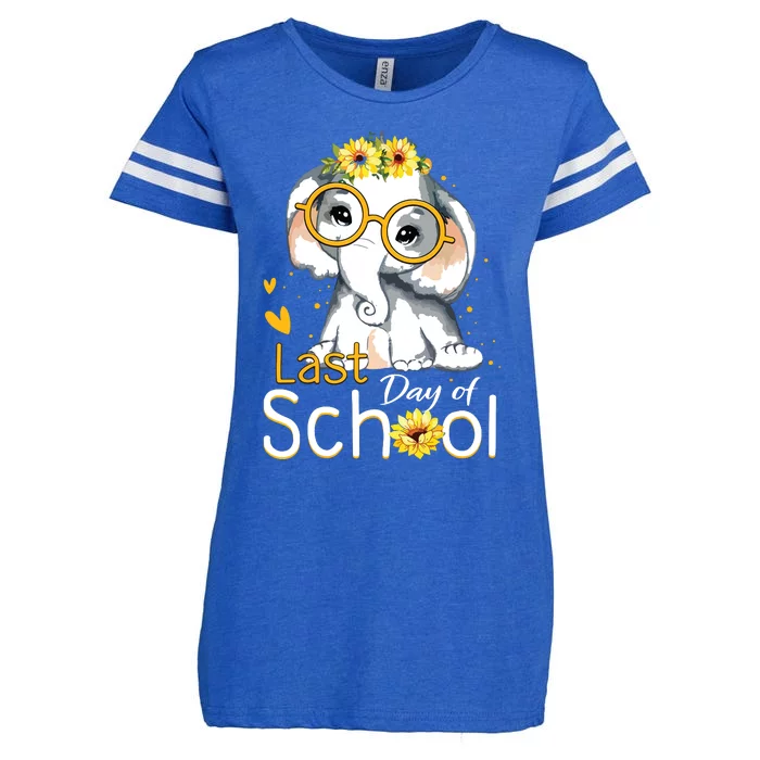 Happy Last Day Of School Elephant Sunflower Graduation Enza Ladies Jersey Football T-Shirt